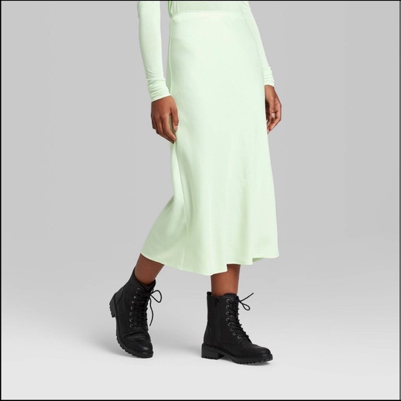 Wild Fable Mint Lime Green Midi Slip Skirt - Picture 4 of 13